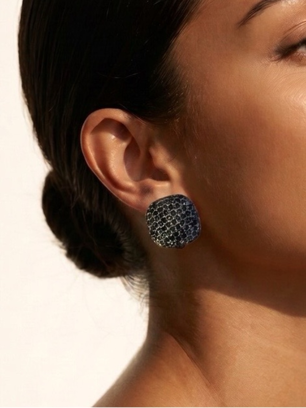 Liz Claiborne Paved Black Rhinestone Clip-on Earrings
